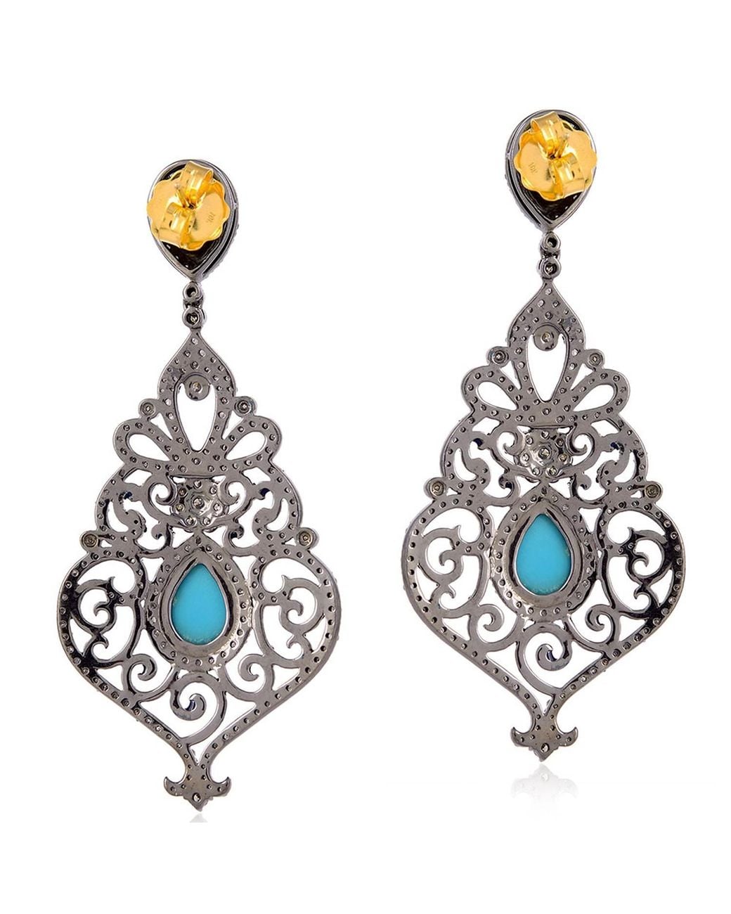 Artisan Blue 18K & Diamond & Enamel Statement Earrings