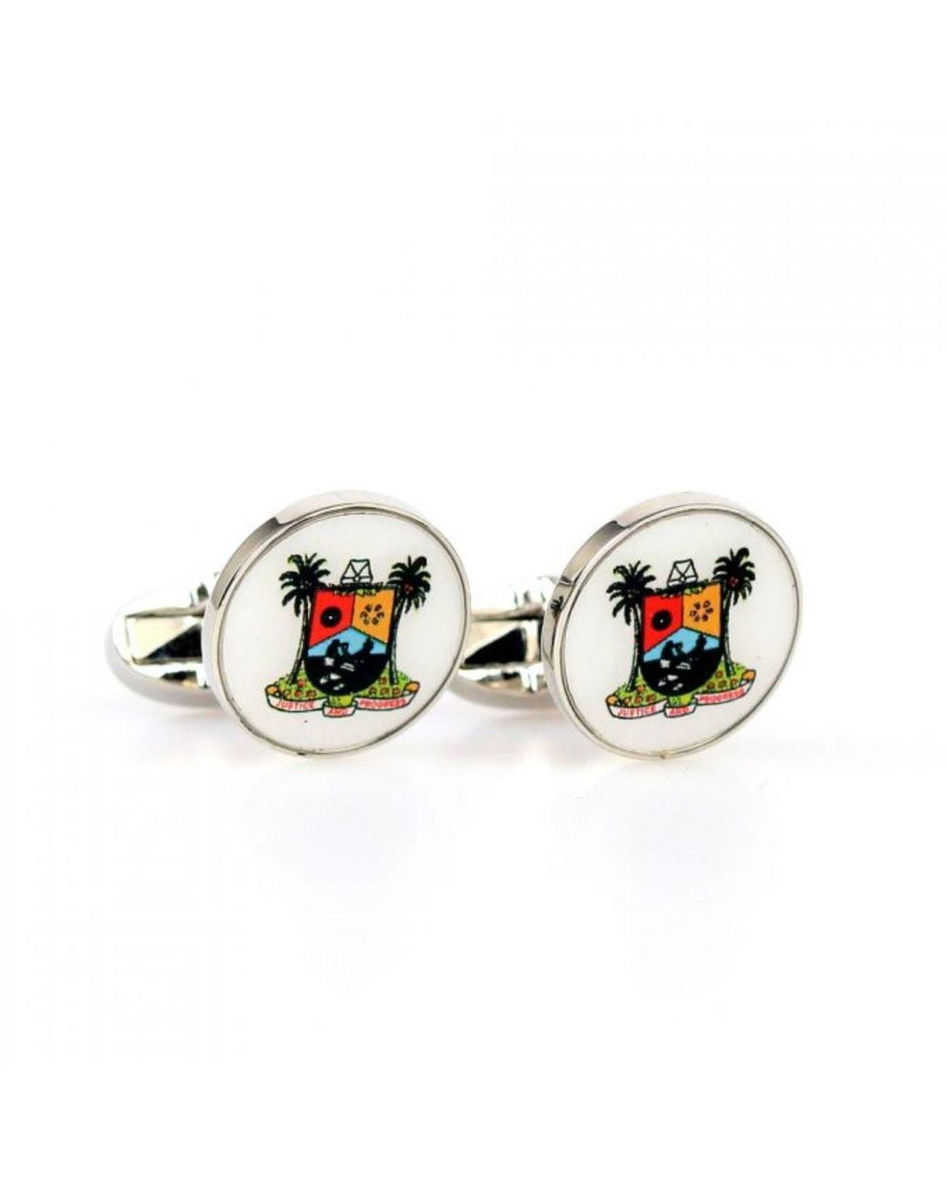 DAVID WEJ Multicolor Lagos Circle Cufflink – Multi for men