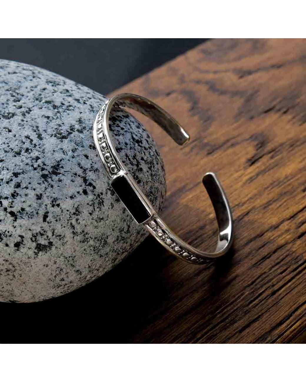 Charlotte's Web Jewellery Metallic Maharani Onyx Open Bracelet for men