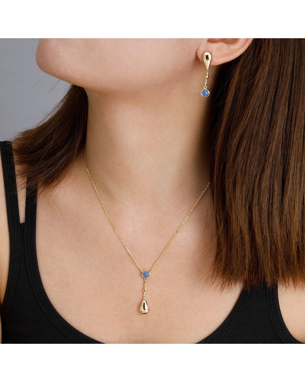 Vanimy White Seren Flow Gemstone Droplet Earrings