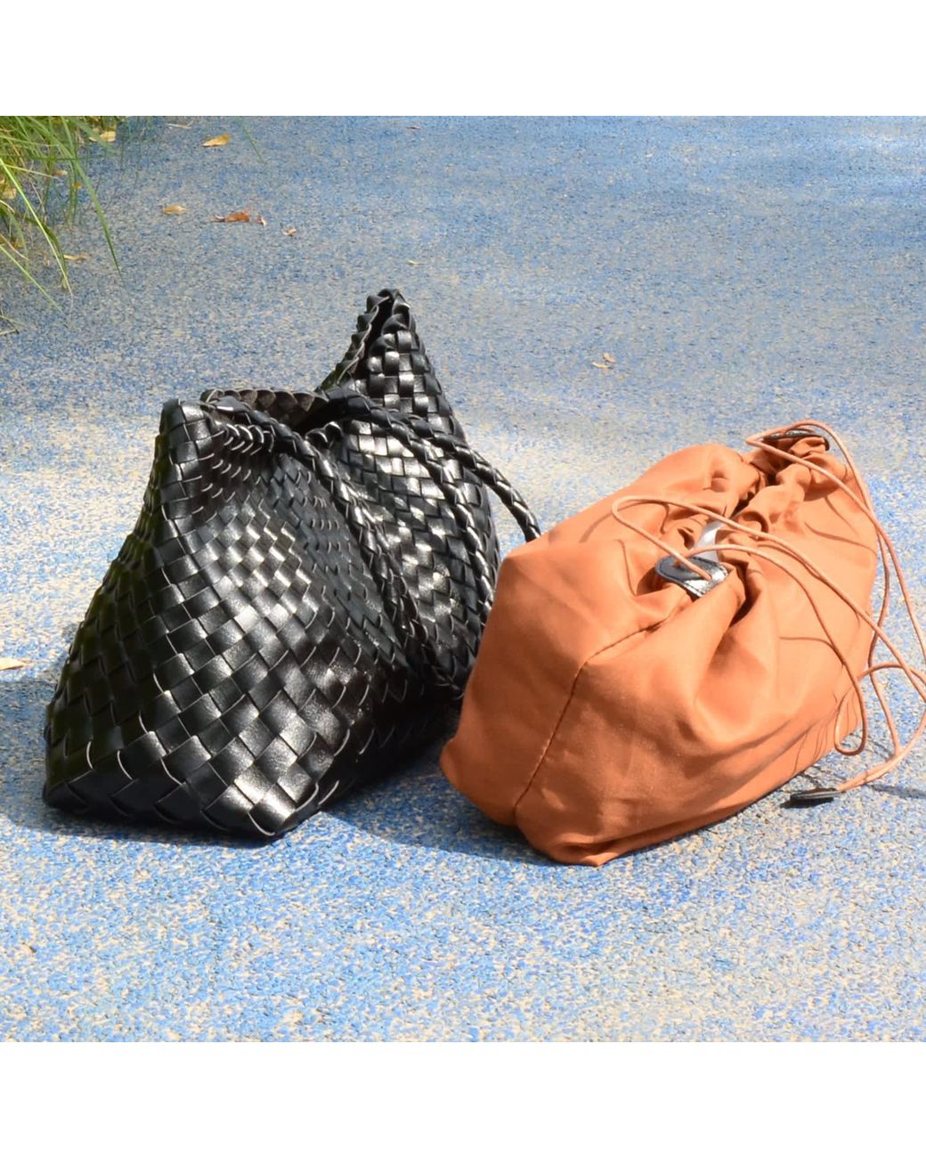 Rimini Black Woven Vegan Leather Carry On Bag
