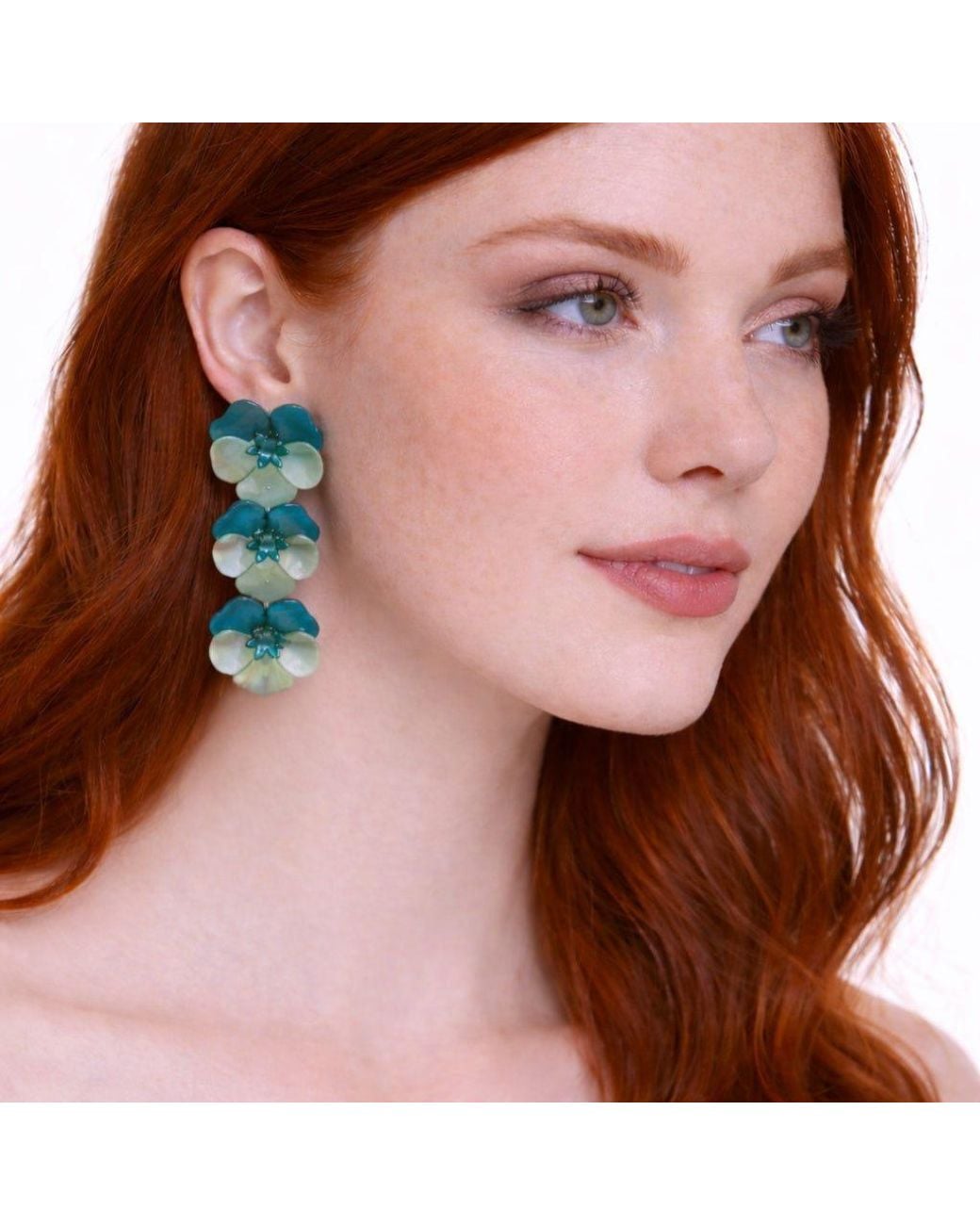 Michael Nash Jewelry Green Meadow Triple Floral Drop Earrings