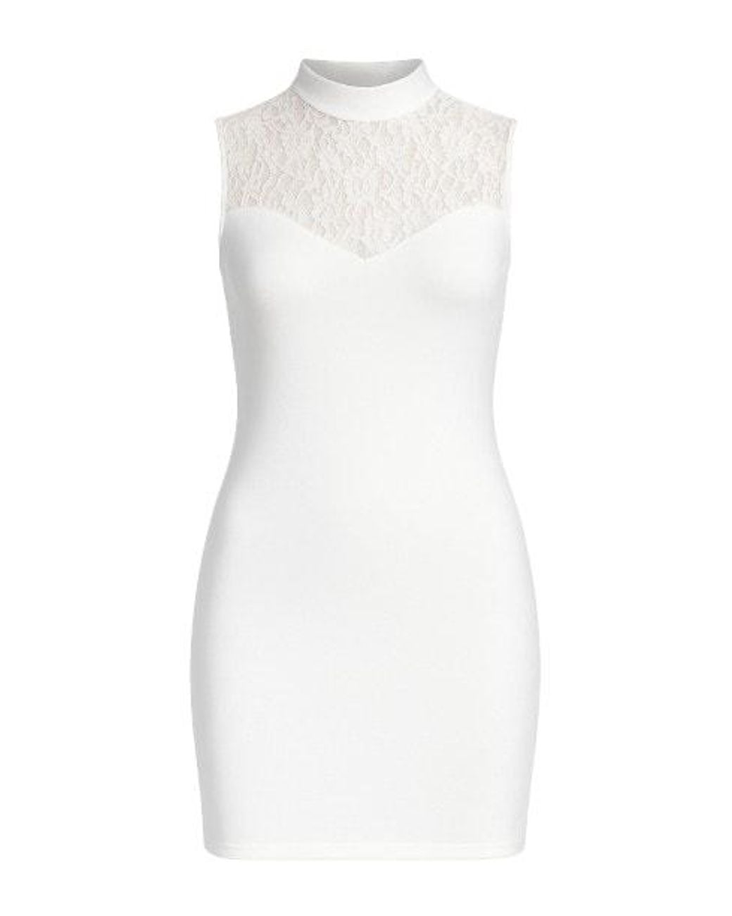 Conquista White Lace Detail Stretch Mini Dress