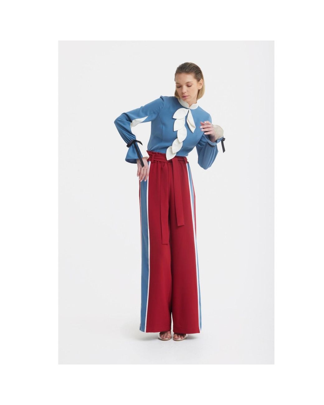 Julia Allert Blue Elegant Fitted Blouse – Pale