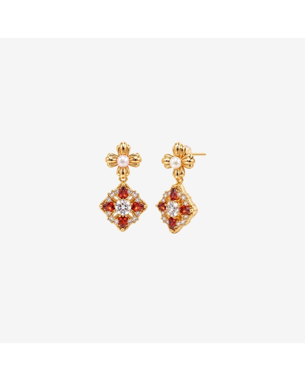 Uchi and Soto Metallic Kinmokusei Solid 925 With 18K Vermeil & Pearl Earrings