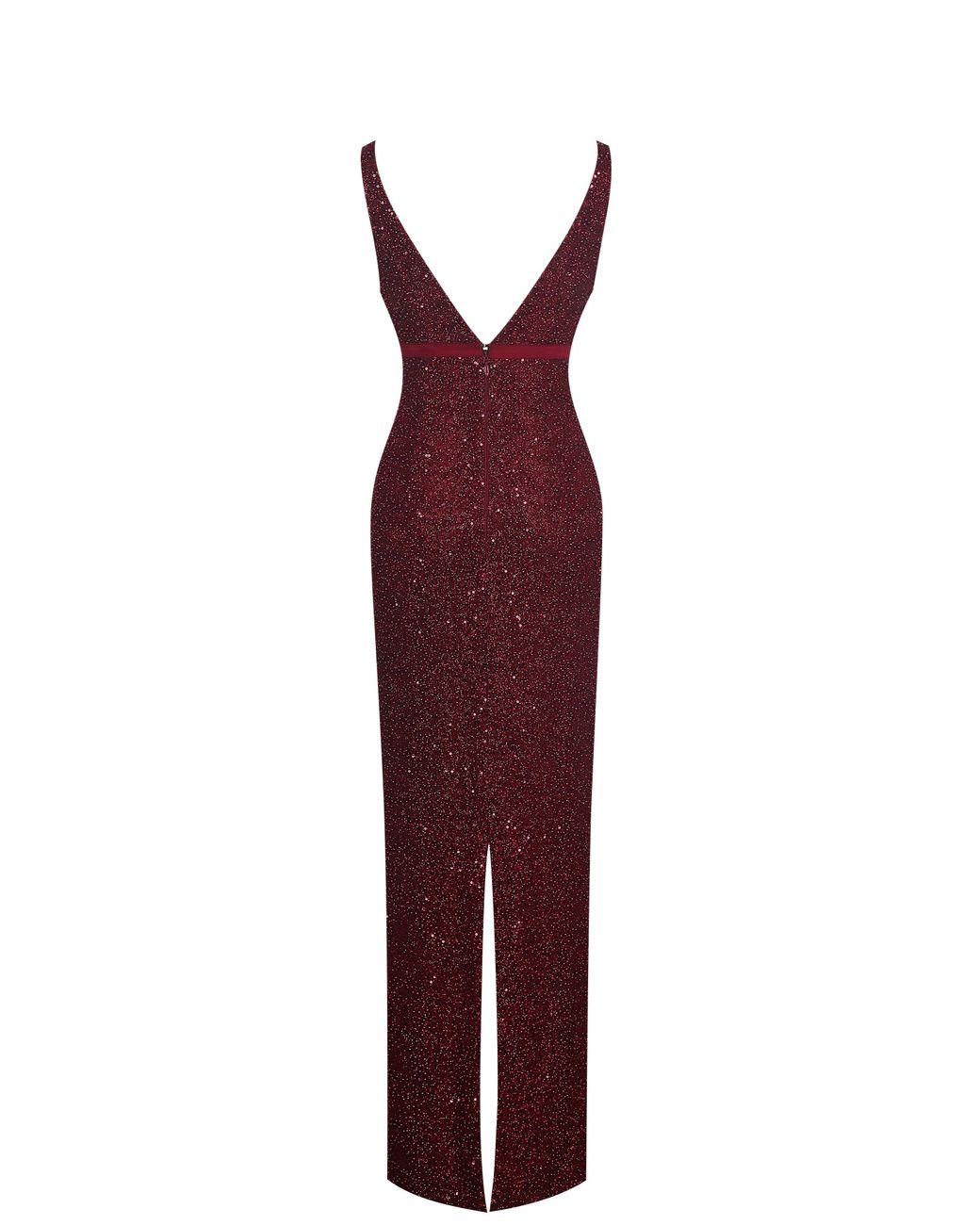 Miss Circle New York Red Elora Crimson Sequin Beaded Keyhole Maxi Dress