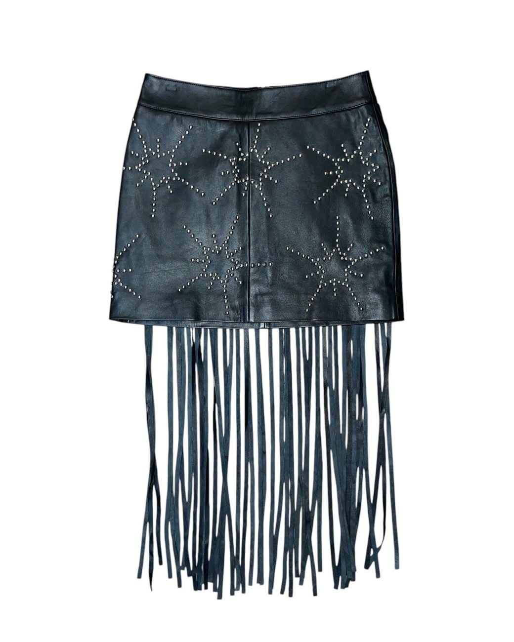Any Old Iron Gray Studded Starburst Leather Mini Skirt