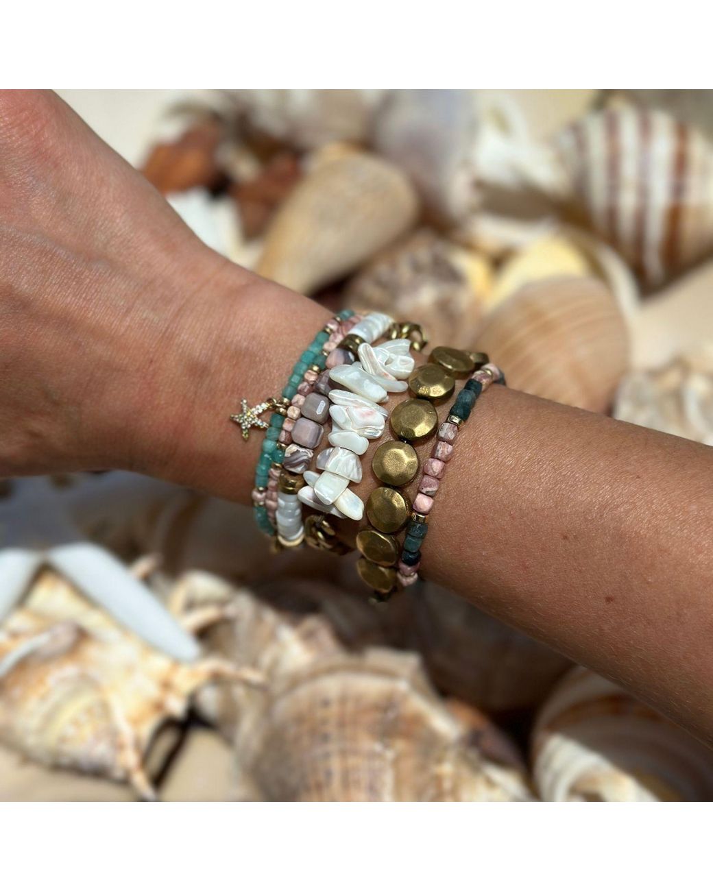 Rachel Nathan Metallic Narrow Botswana Agate Bracelet