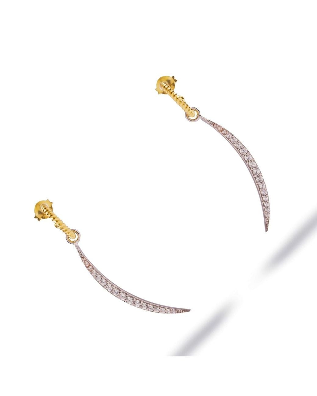 Ebru Jewelry Metallic Luminous Arc Mixed Metal Pave Zircon Drop Earrings