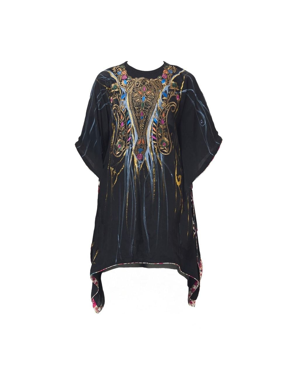 Saniya Khan Black Foliage Short Caftan