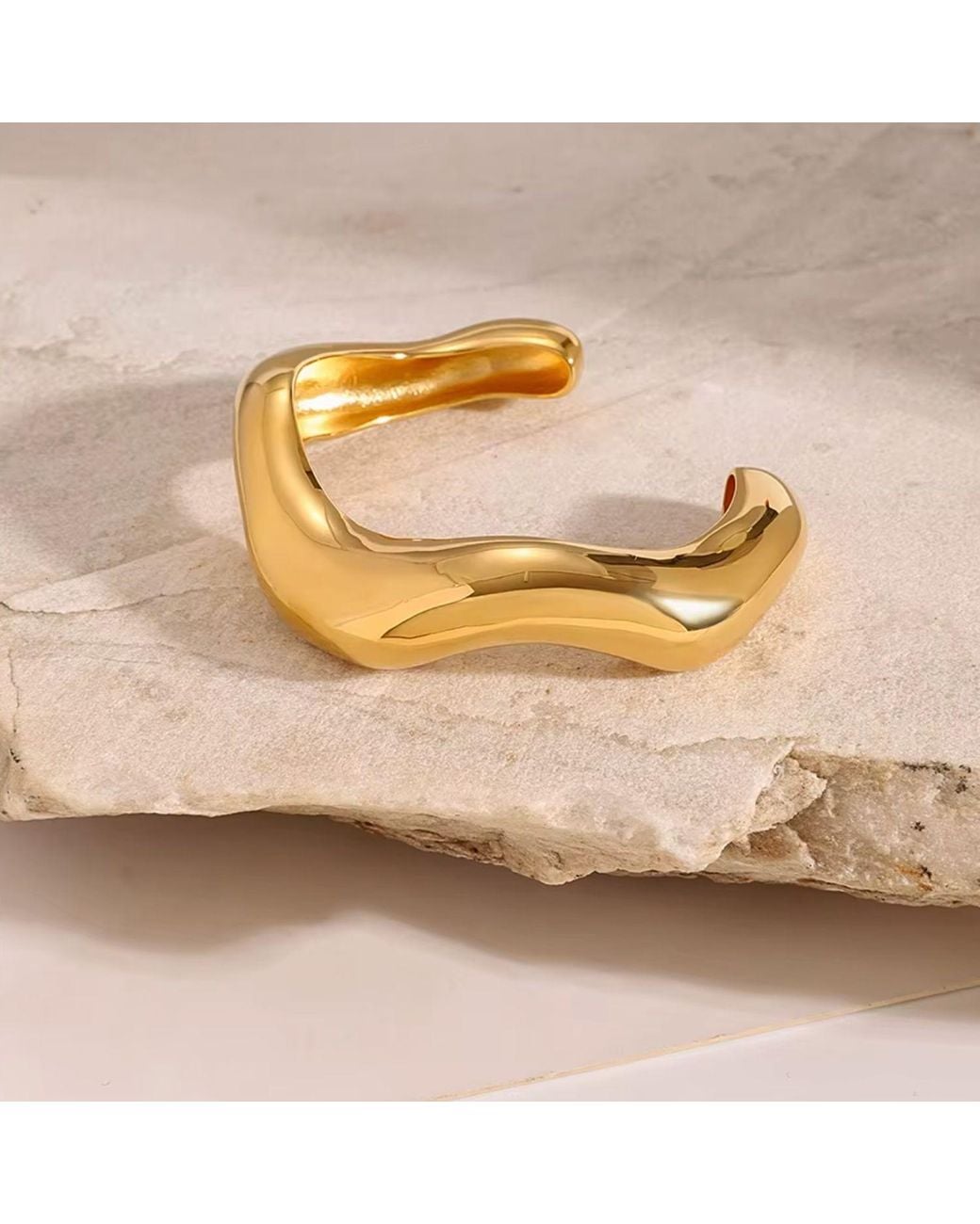 Olivia Le Metallic Devlin Retro Wave Cuff Bracelet