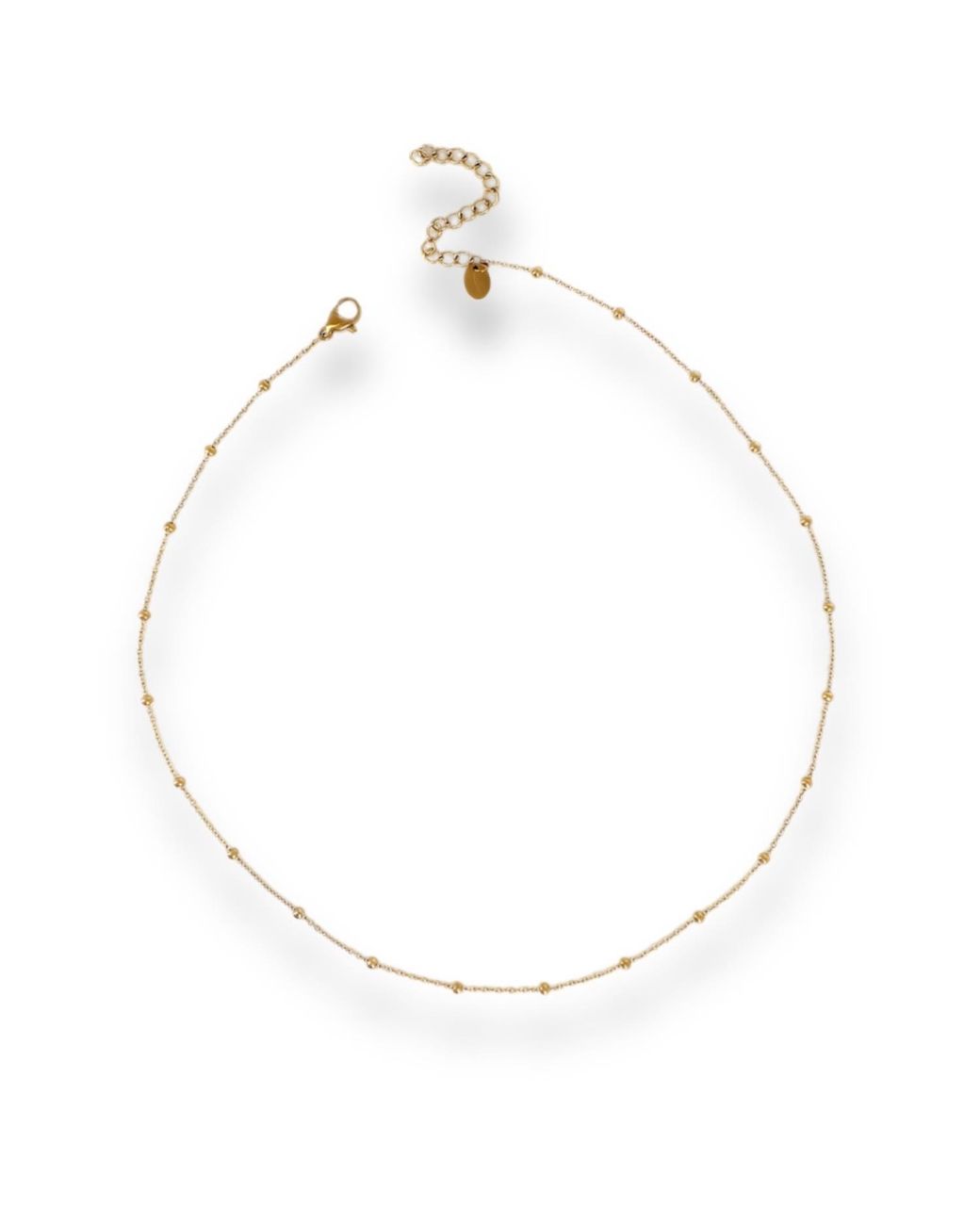 Divine Aria Metallic The Liane Dainty Beaded Chain Tarnish Free Adjustable Length Necklace