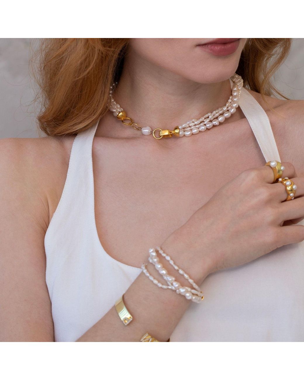 LINYA JEWELLERY Metallic Natural Ocean Pearl Bracelet