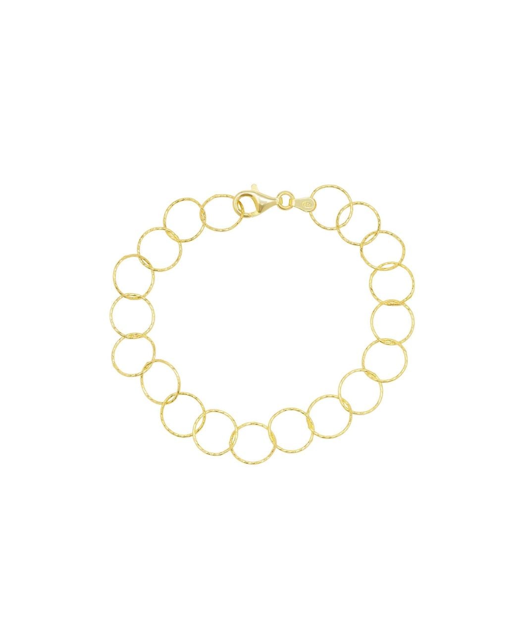 Spero London Metallic Textured Circle Hoops Sterling Chain Bracelet