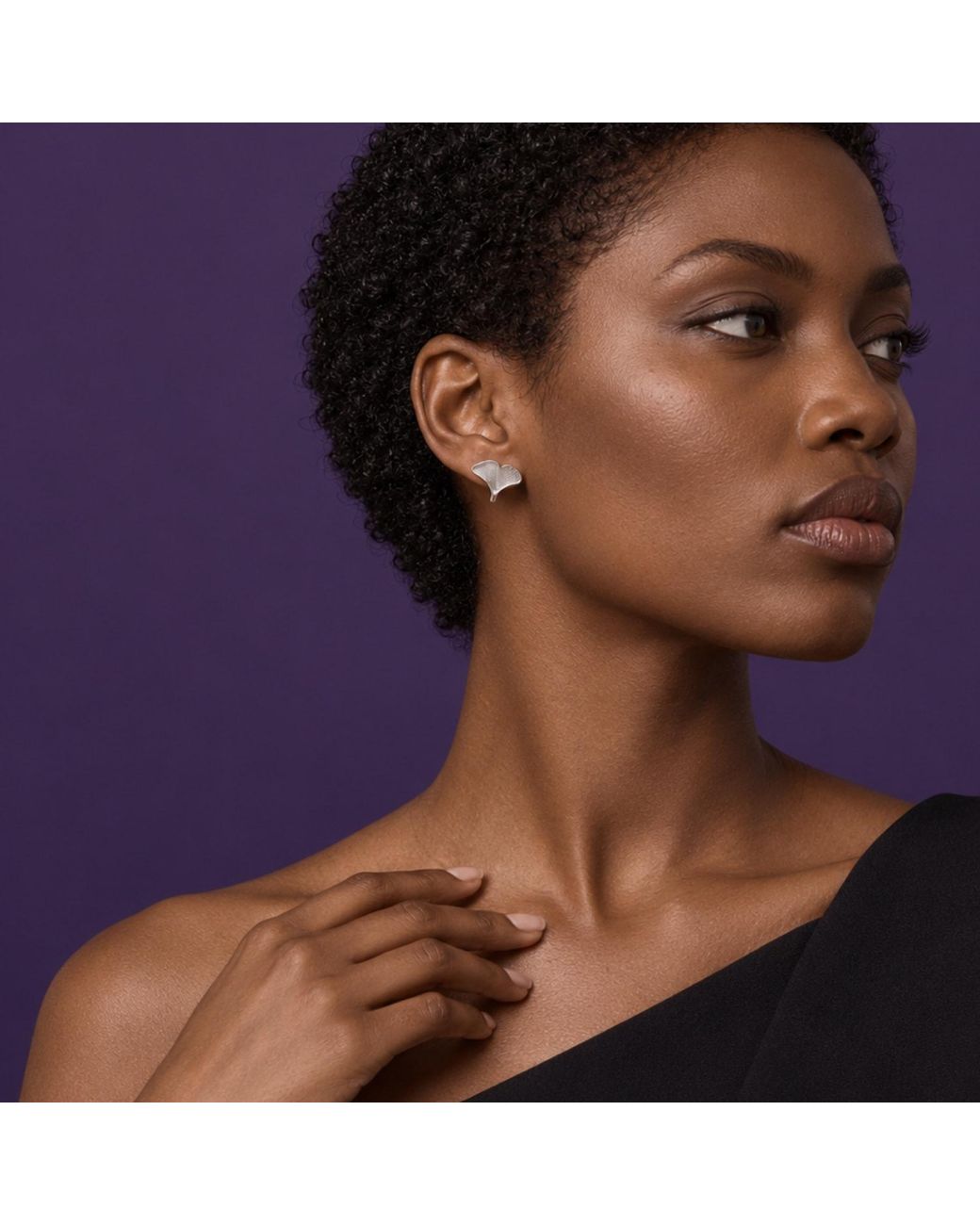 Yieon Gray Ginkgo Fine Filigree Stud Earrings