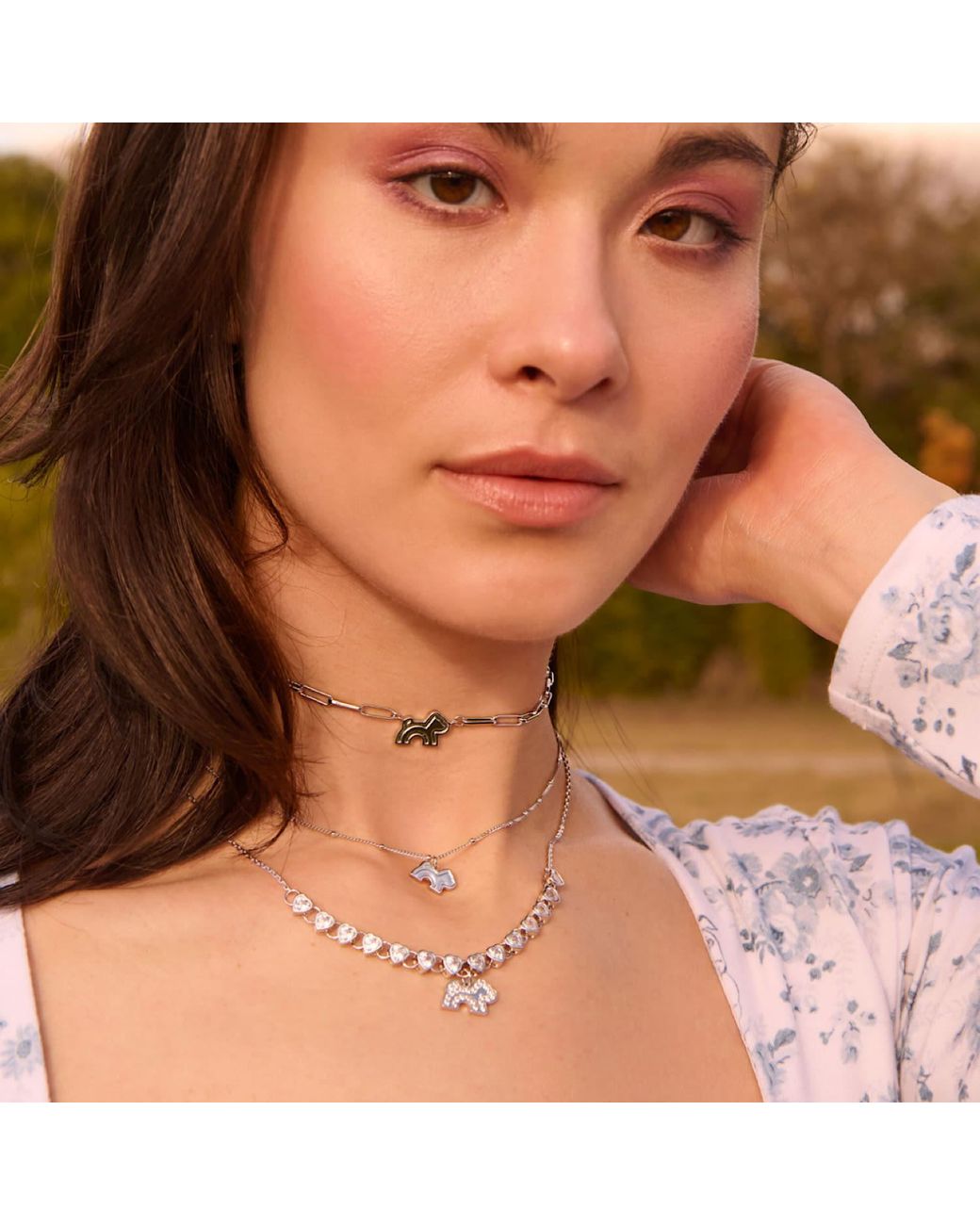 Cloud Haven Metallic Cz Heart Logo Pendant Necklace