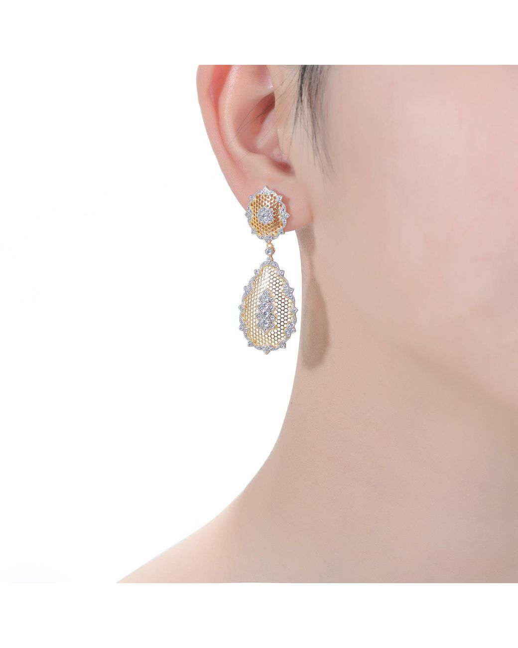 Genevive Jewelry Metallic Rachel Glauber Rhodium Plated & Plated With Cubic Zirconia Drop Earrings