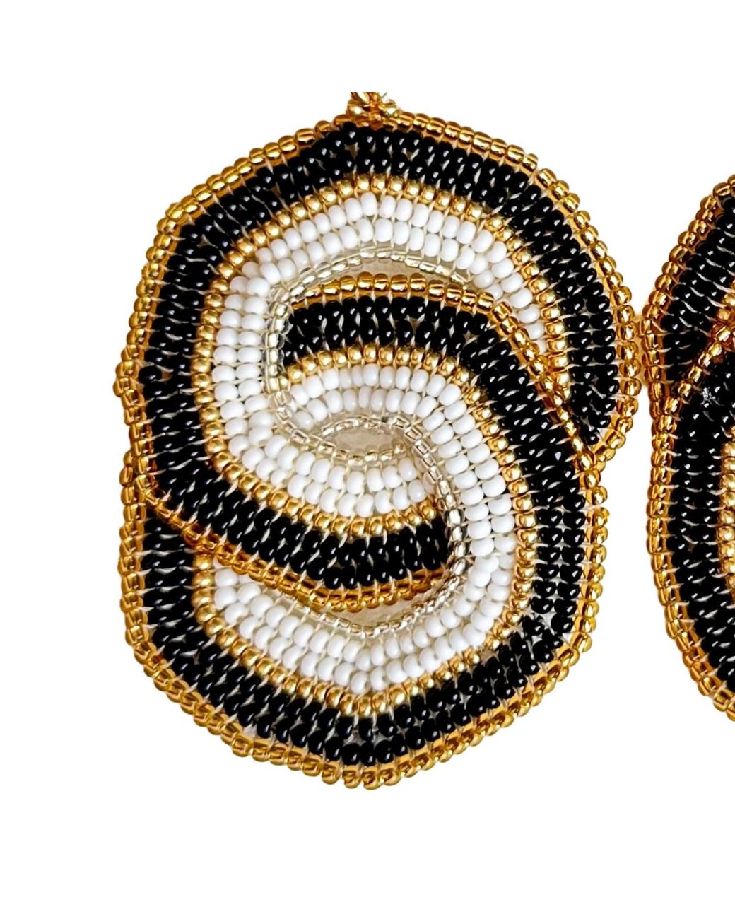Iliana Arrazola Metallic Crisscrossed Circle, Dangle Earrings, And, Glass Beads, Beaded Jewelry