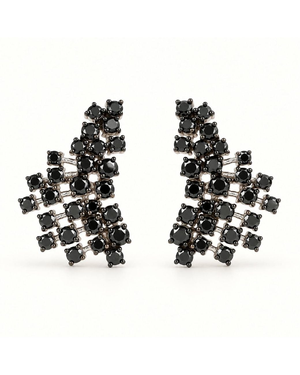 Artisan Black 14K Diamond Cluster Statement Stud Earrings
