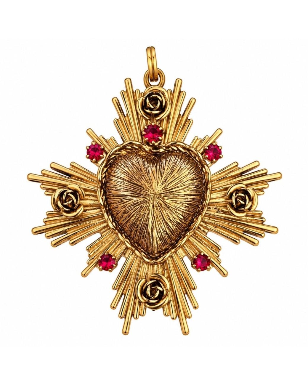 Vstyle Metallic Sacred Heart Radiance Necklace