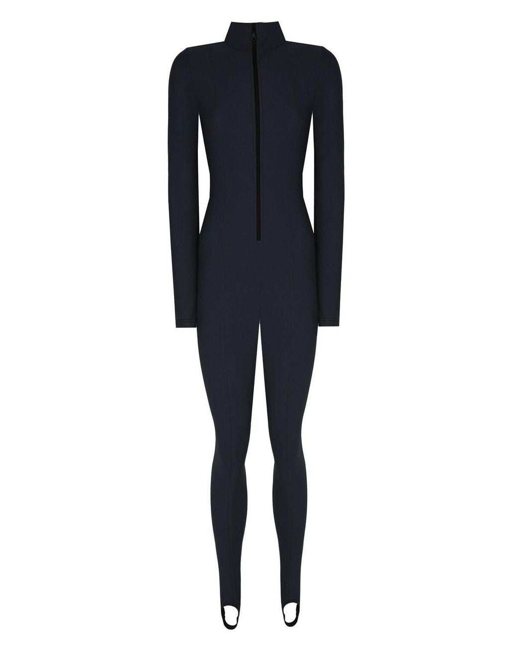 No'design Blue Zip-Up Elastic Hem Jumpsuit