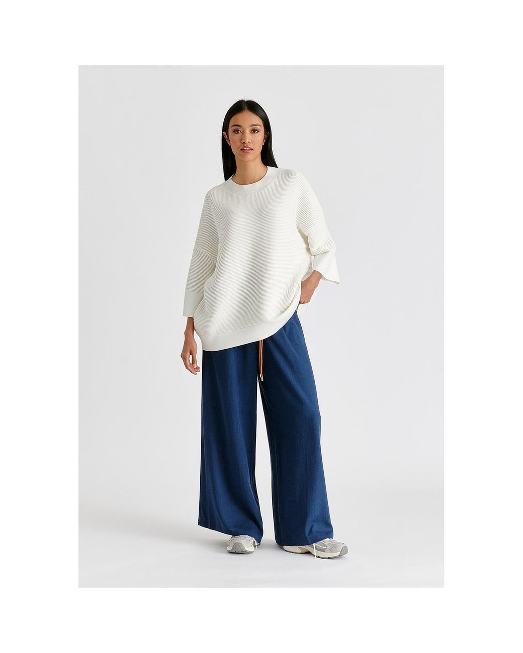 Paisie White Mock Neck Cropped Sleeve Ribbed Jumper