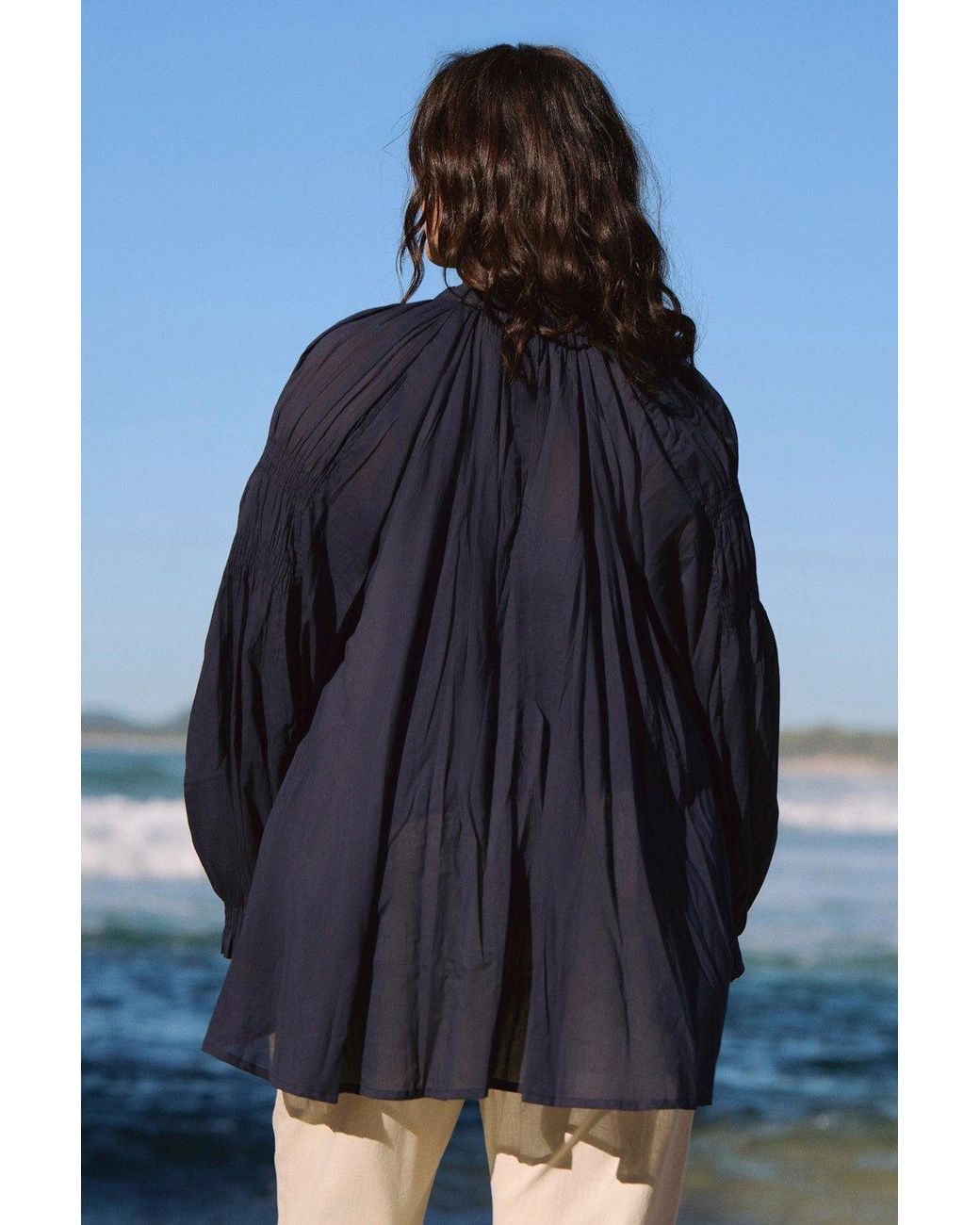 Adrift Clothing Blue Wren Billow Sleeve Blouse