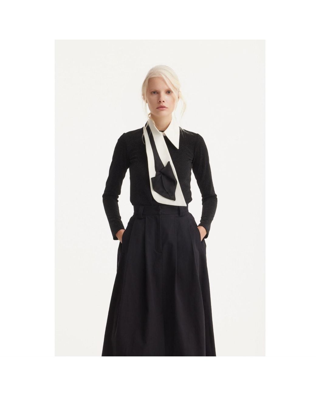 Julia Allert Black Casual A-Line Maxi High Waist Skirt