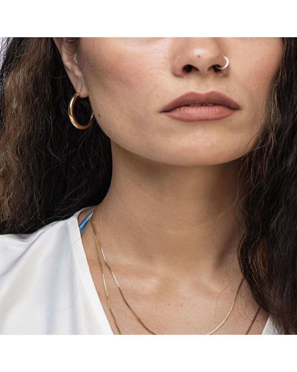 Divine Aria Metallic Bryn Classic Lightweight Large Hoops, Tarnish Free