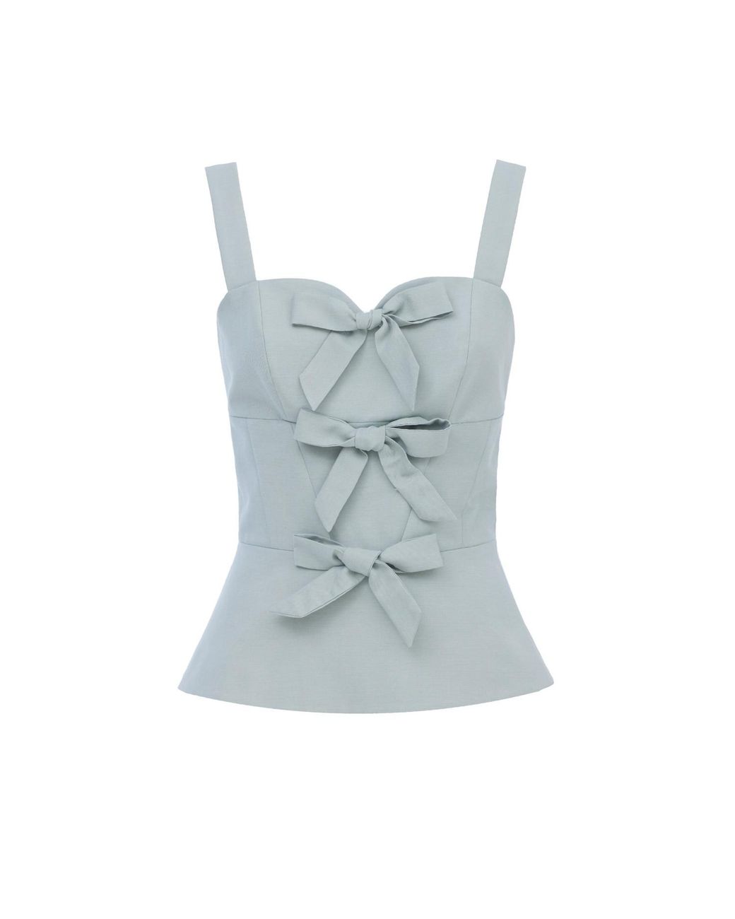 Georgette Blue Mint Bow Detail Peplum Top