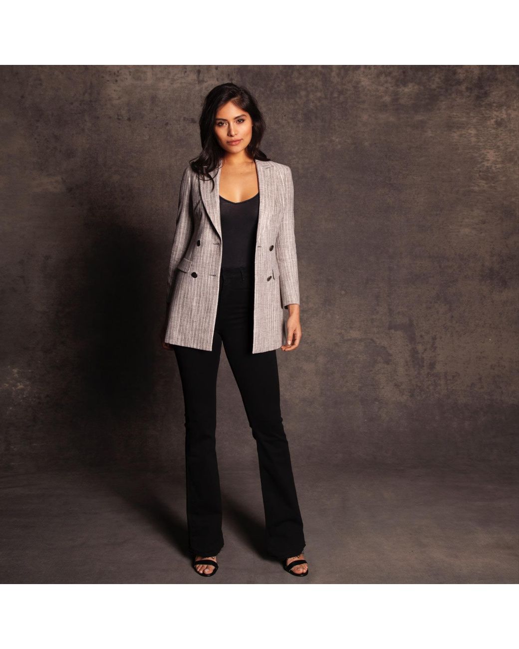 Vulto Gray Neutrals Silk Linen Jacket