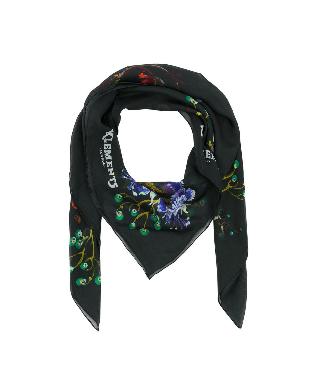 Klements Green Witch Flower Silk Chiffon Giant Scarf