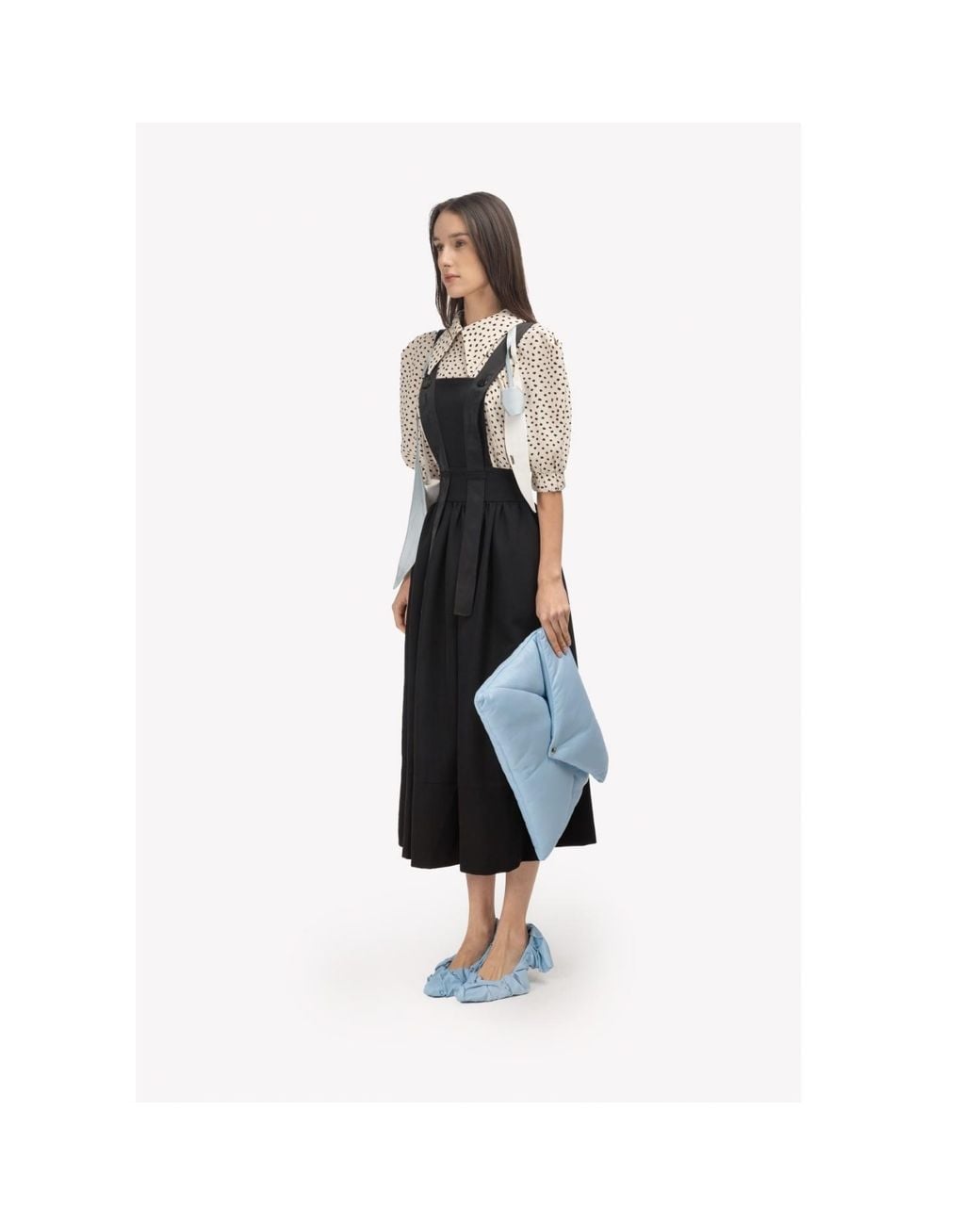 Julia Allert Black Midi Apron Dress With Adjustable Straps