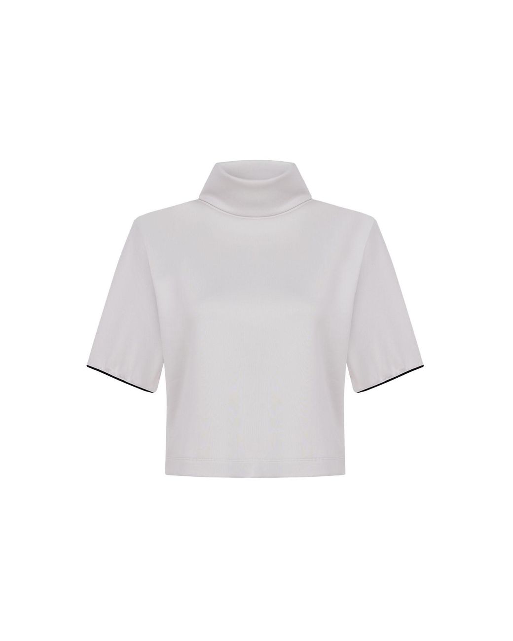 Thisisu Collection White Neutrals Mira Padded-Shoulder High-Neck Top