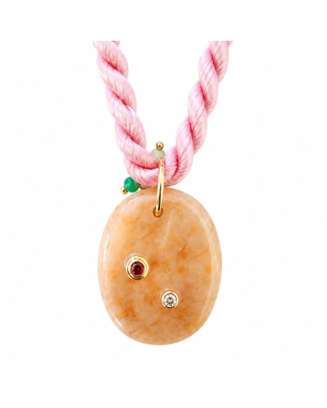 Persia Dona Jewelry Pink Blush Silk Rope X Gemstone Necklace