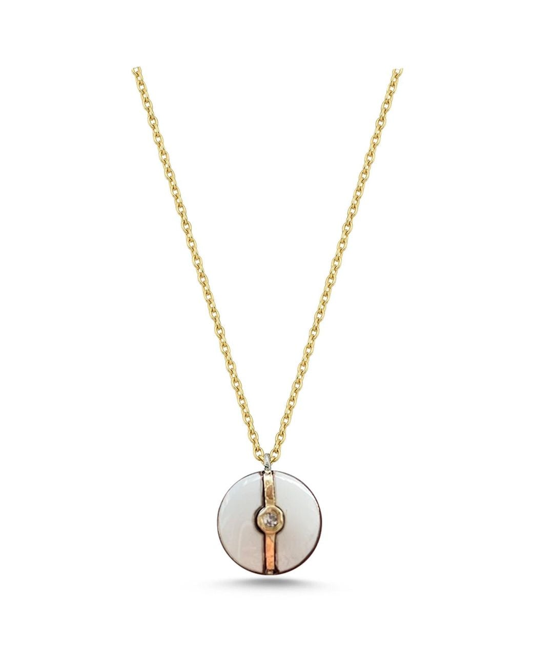 Ecce | Artisan Diamonds Metallic Enamelled Mini Diamond Buttons 14K Solid Necklace
