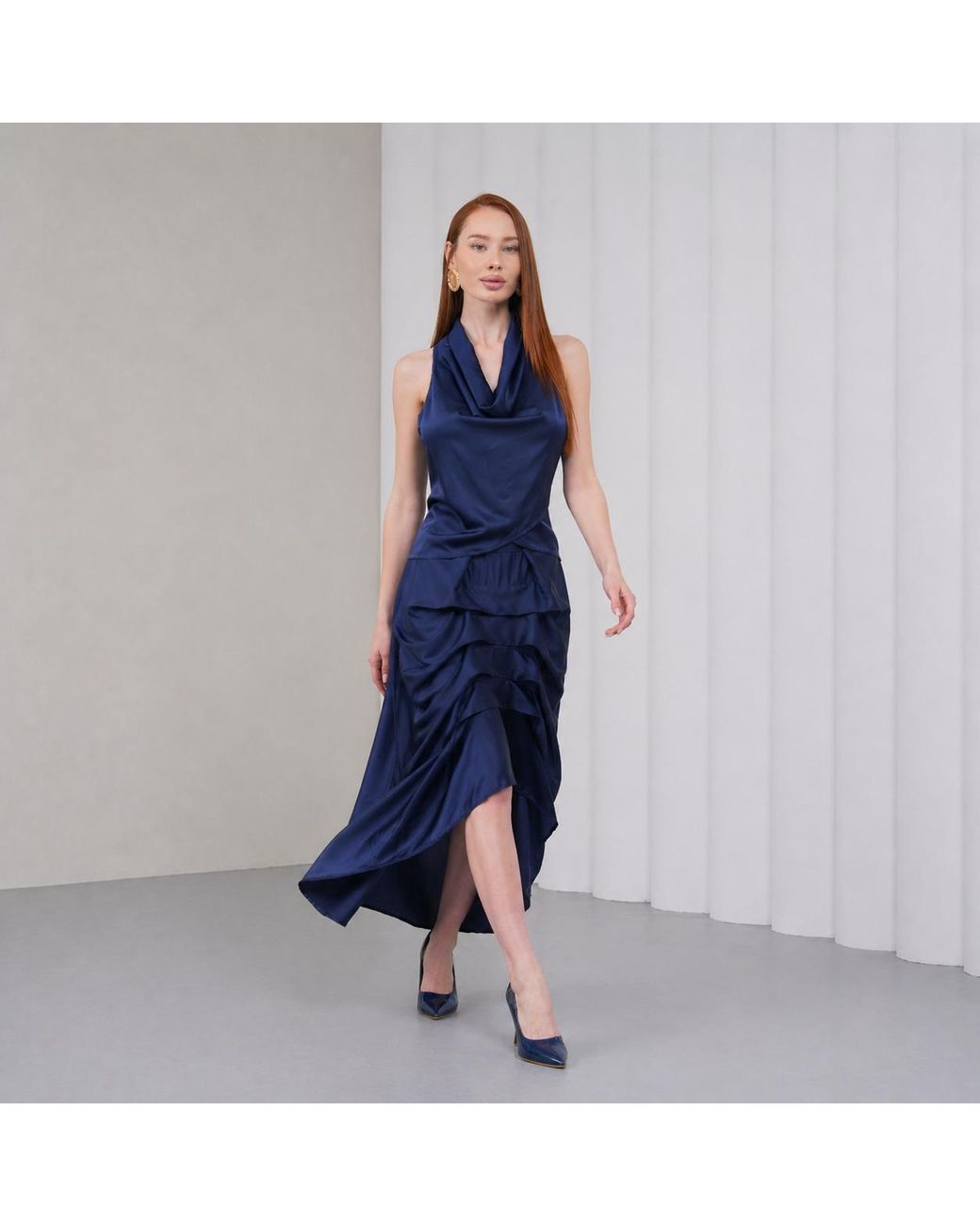 Lumina Eligma Blue The Vanguard Skirt Silk