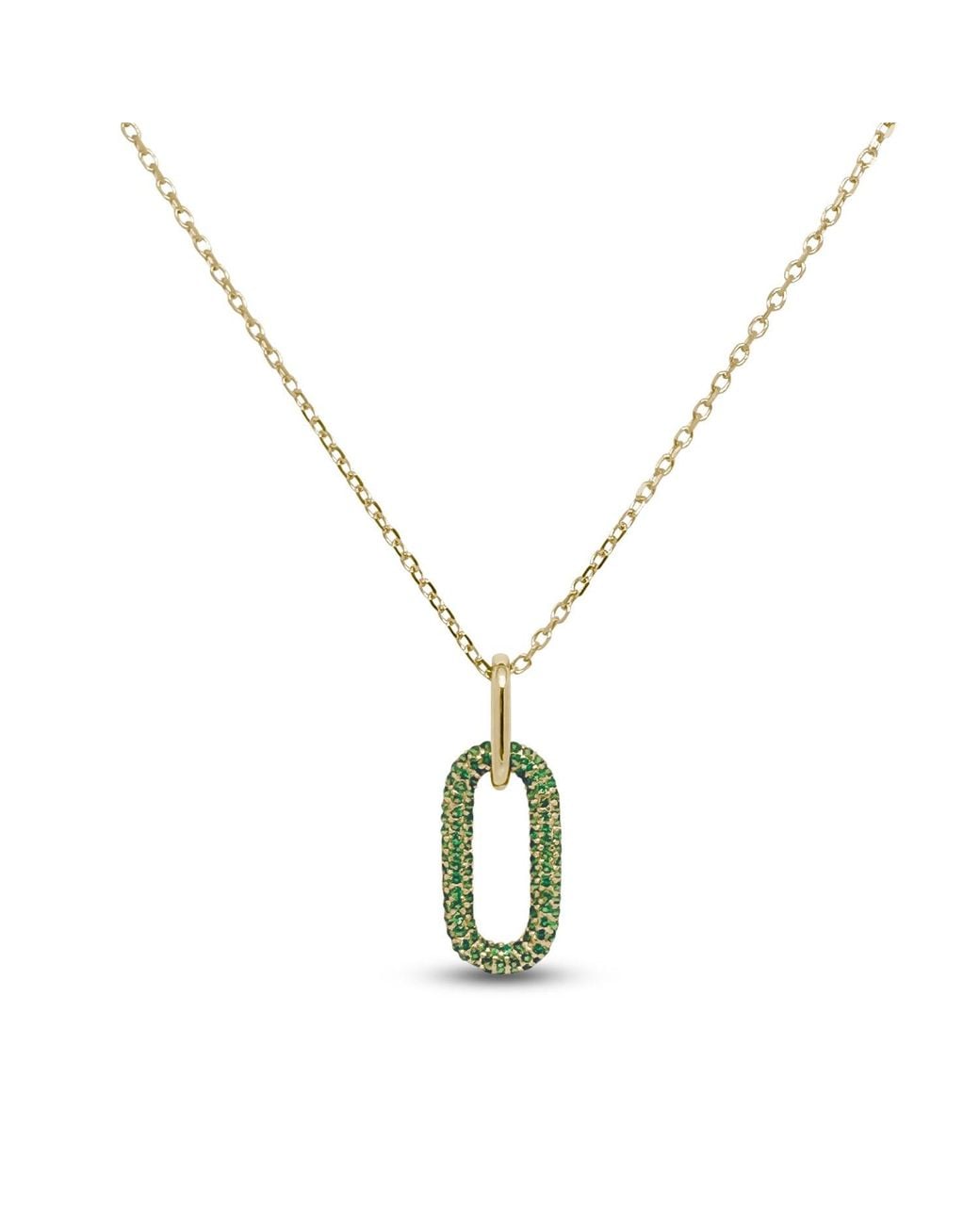 Clemence Wren Metallic Oval Gemstone Pendant Necklace
