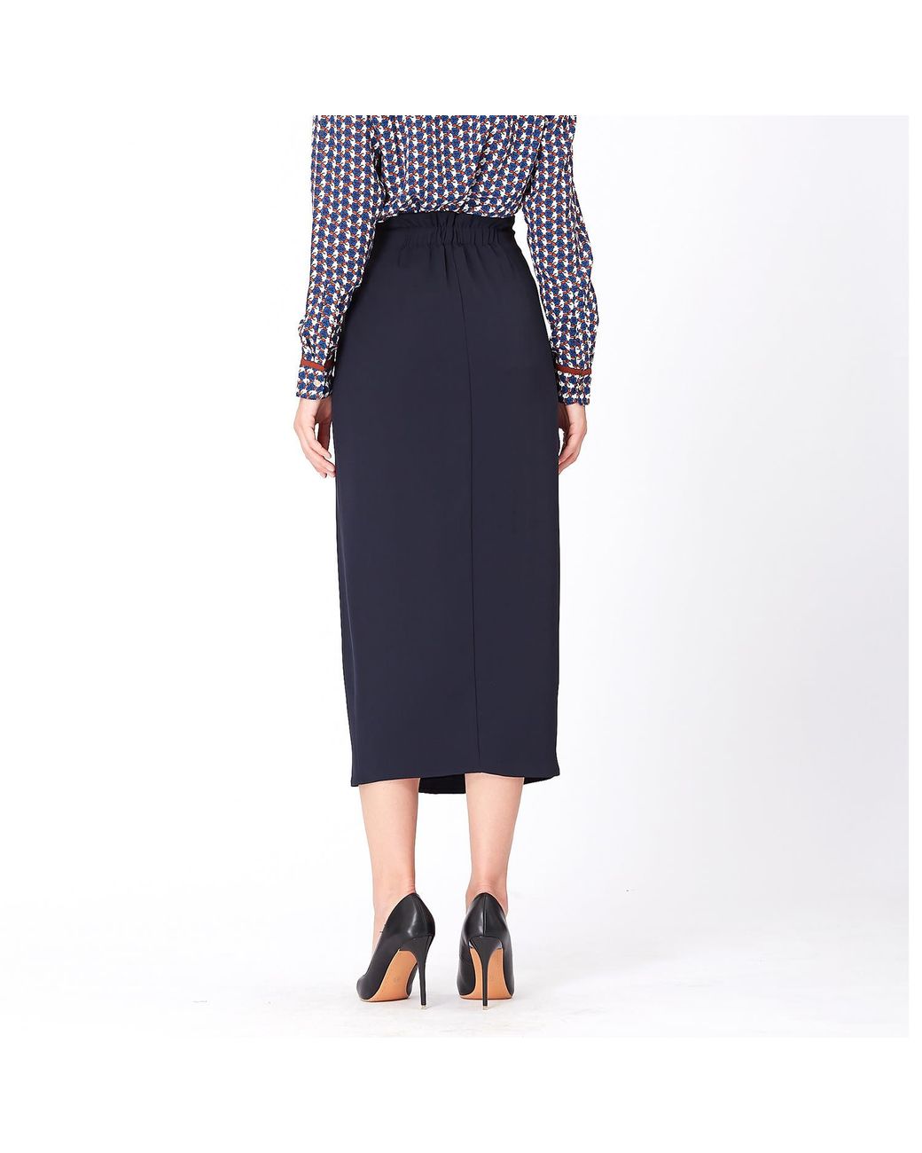 Smart and Joy Blue Wrap Skirt Tied On Side