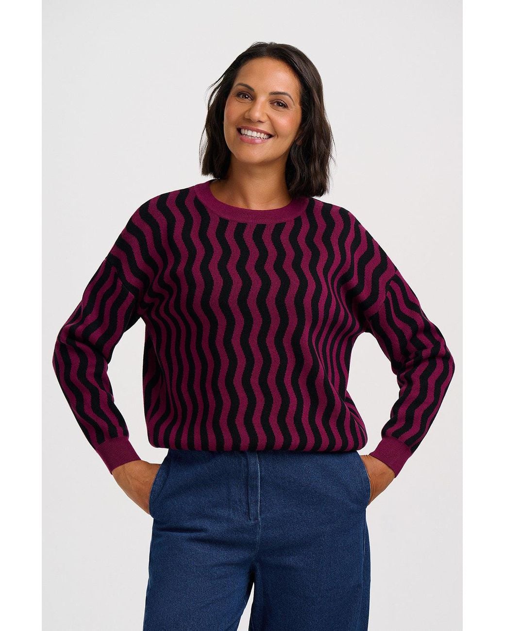 Sugarhill Purple Andi Sweater Berry Wavy Stripe
