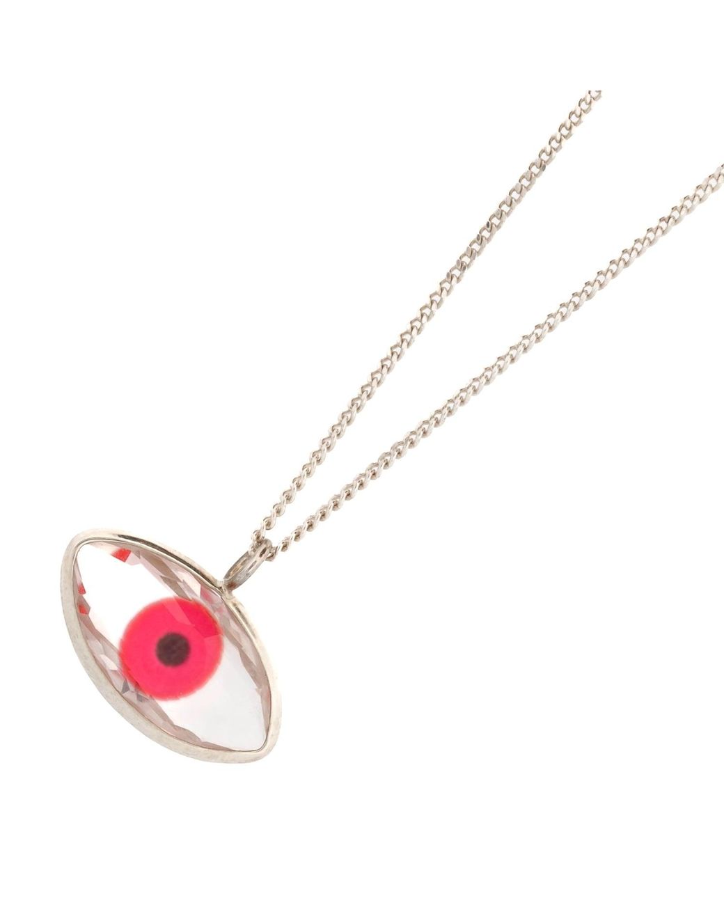 Ebru Jewelry Pink Glass Evil Eye Sterling Necklace