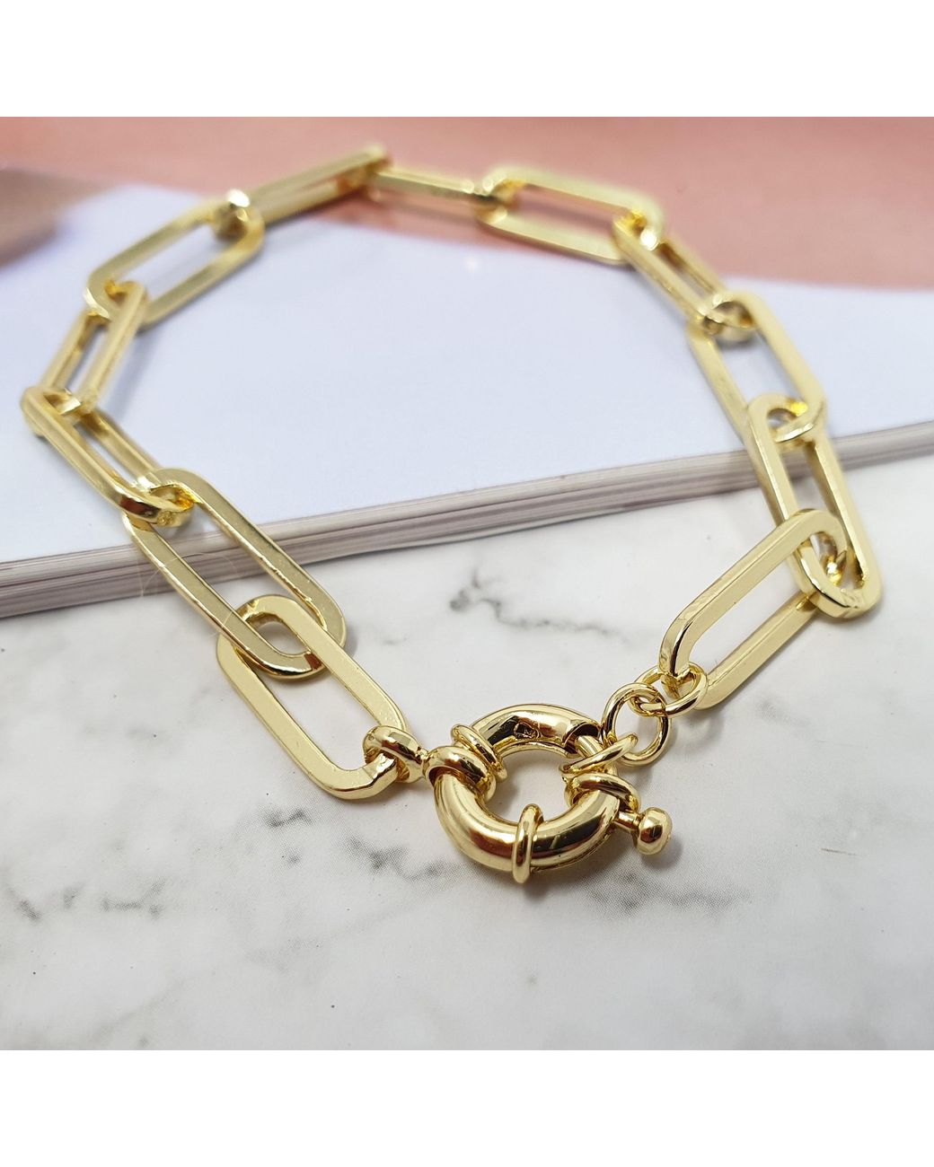 Harfi Metallic Plated Paperclip Chain Bracelet