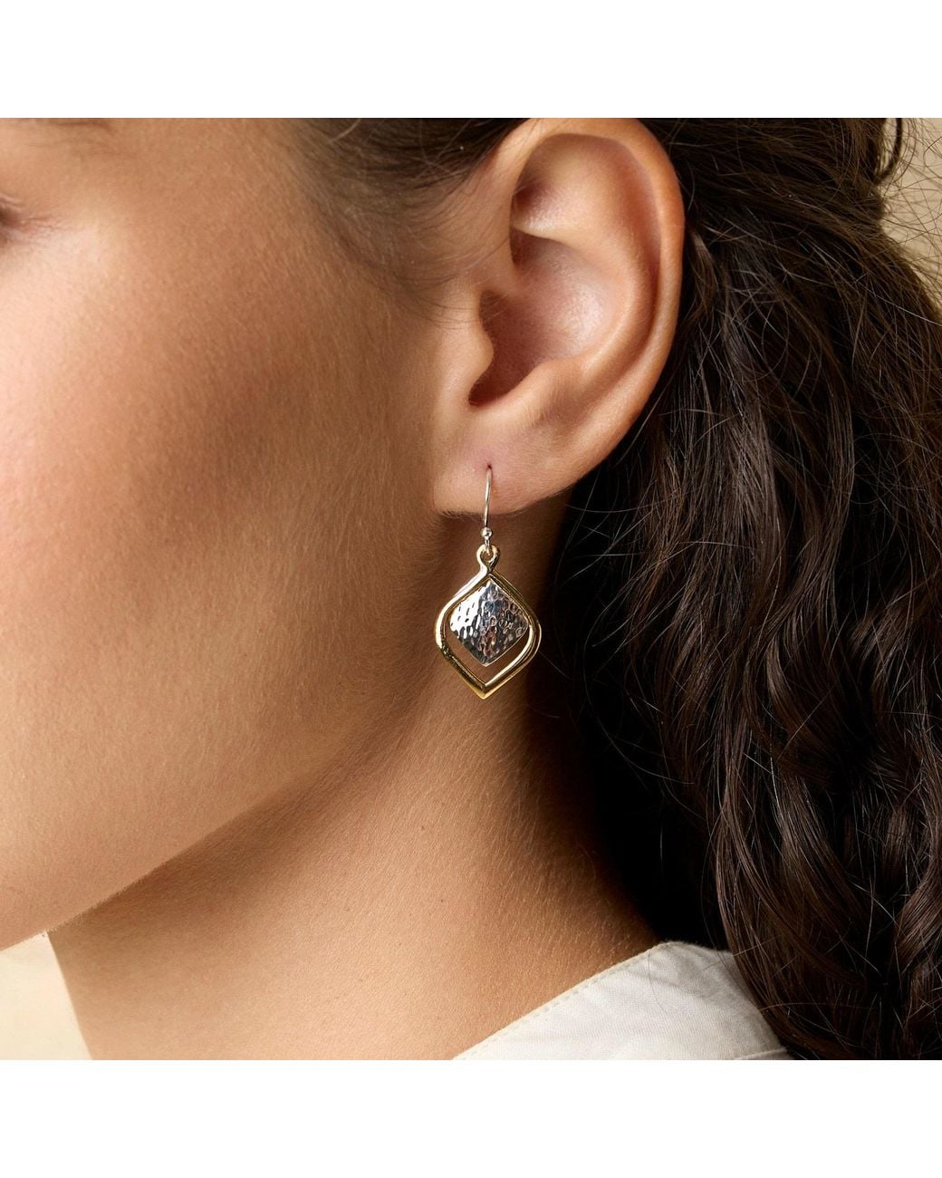 Isla Silver Metallic Two-Tone Vermeil Textured Drop Earrings