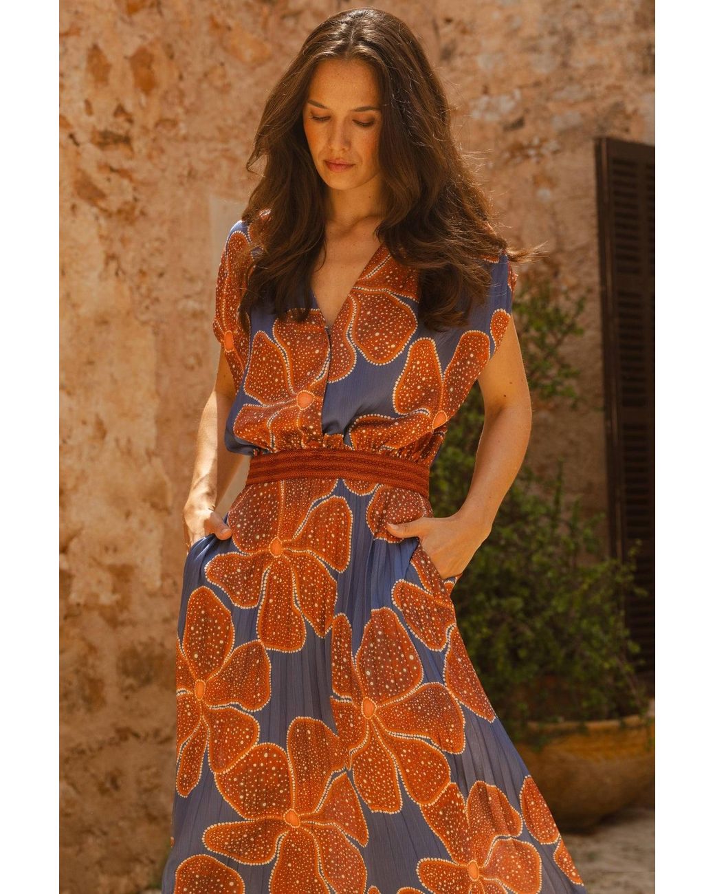 Traffic People Red Full Bloom And Floral Print Hera Dress
