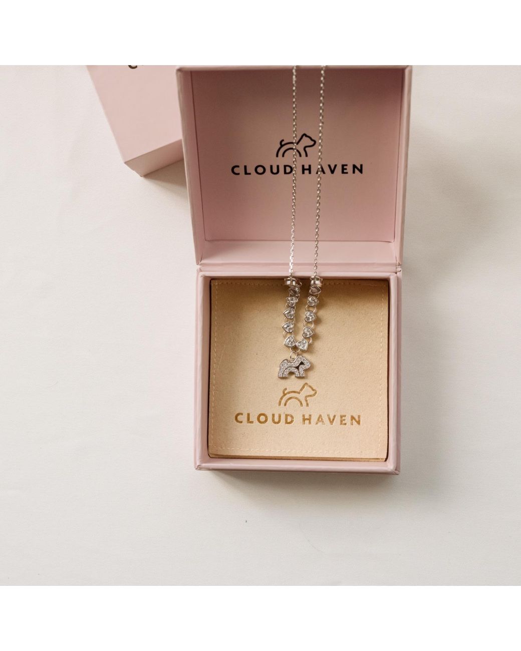 Cloud Haven Metallic Cz Heart Logo Pendant Necklace