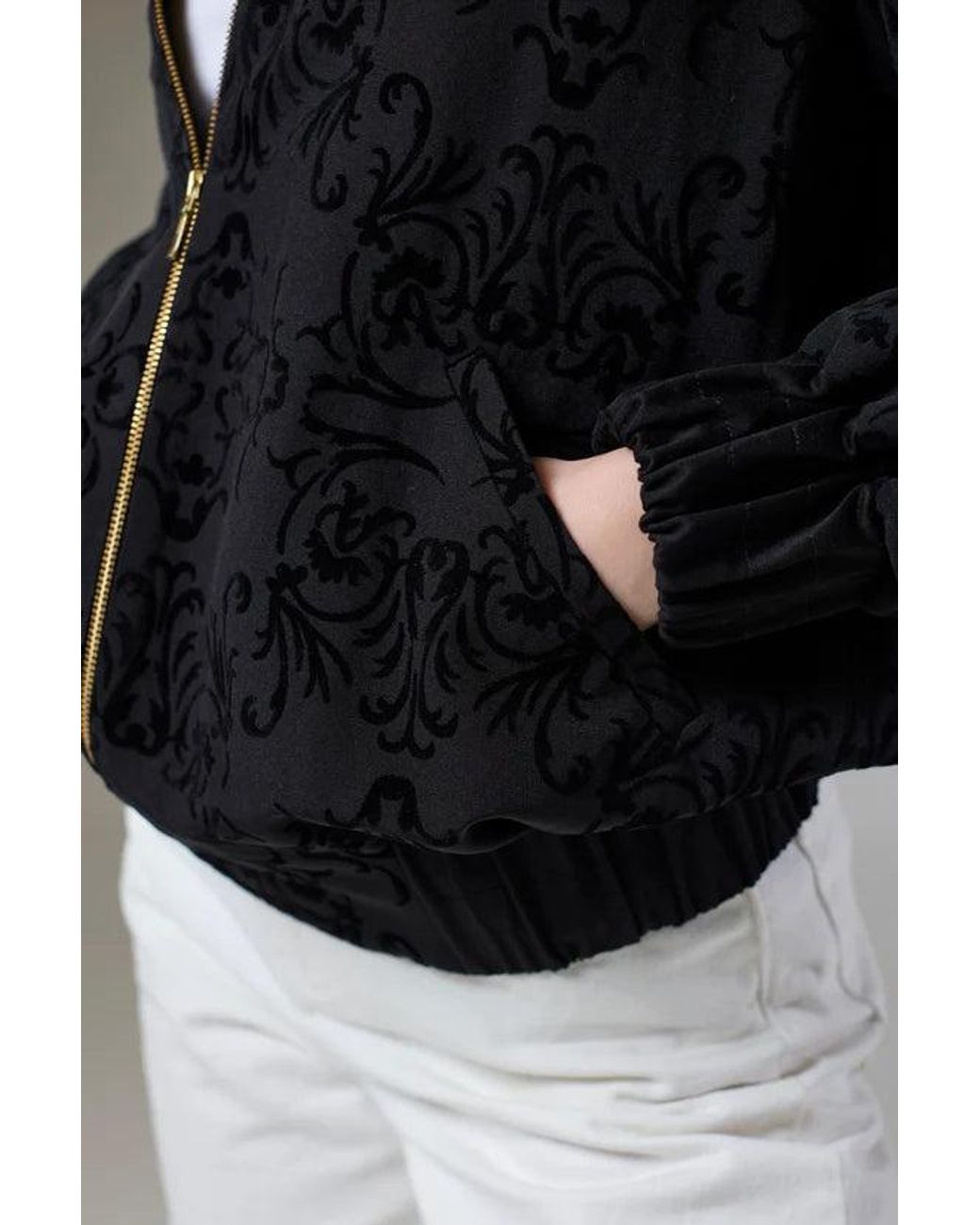 Lioness by Tf Black Vintage Velvet Bomber Jacket
