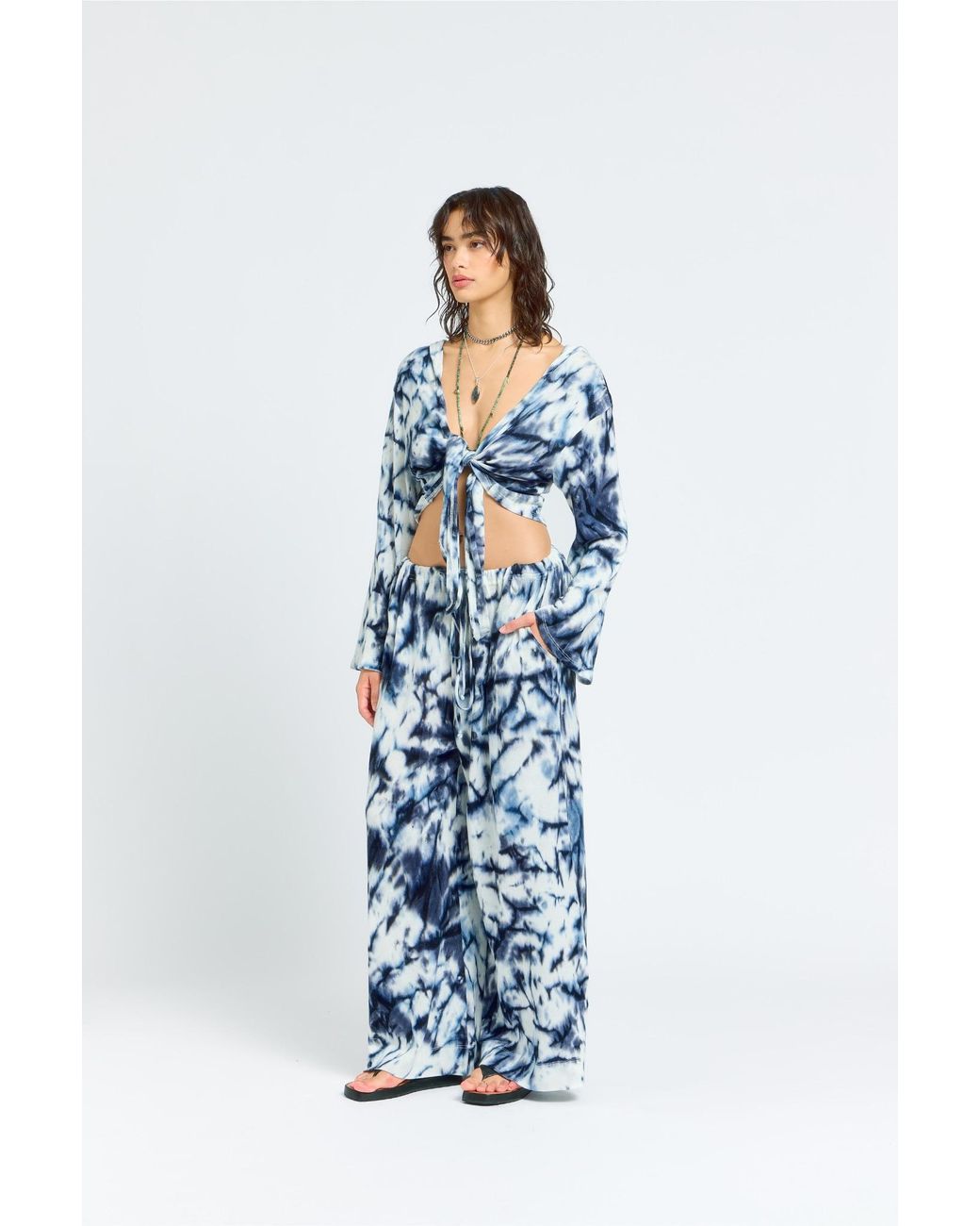 Sâb Studio Blue Tie-Dye Knit Pant