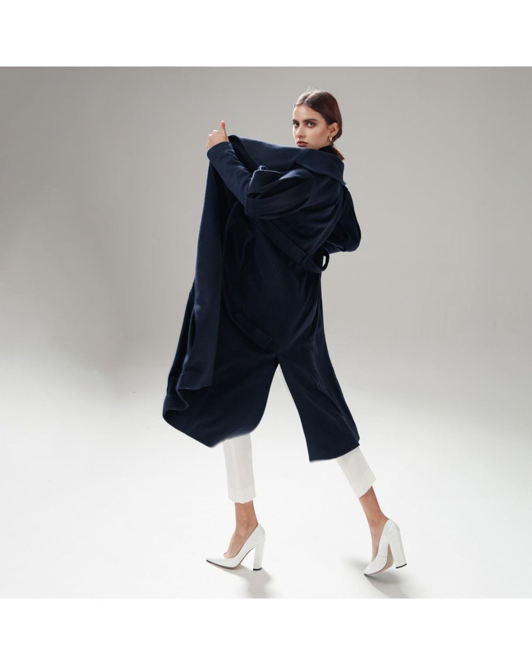 Lita Couture Blue Statement Trench Coat