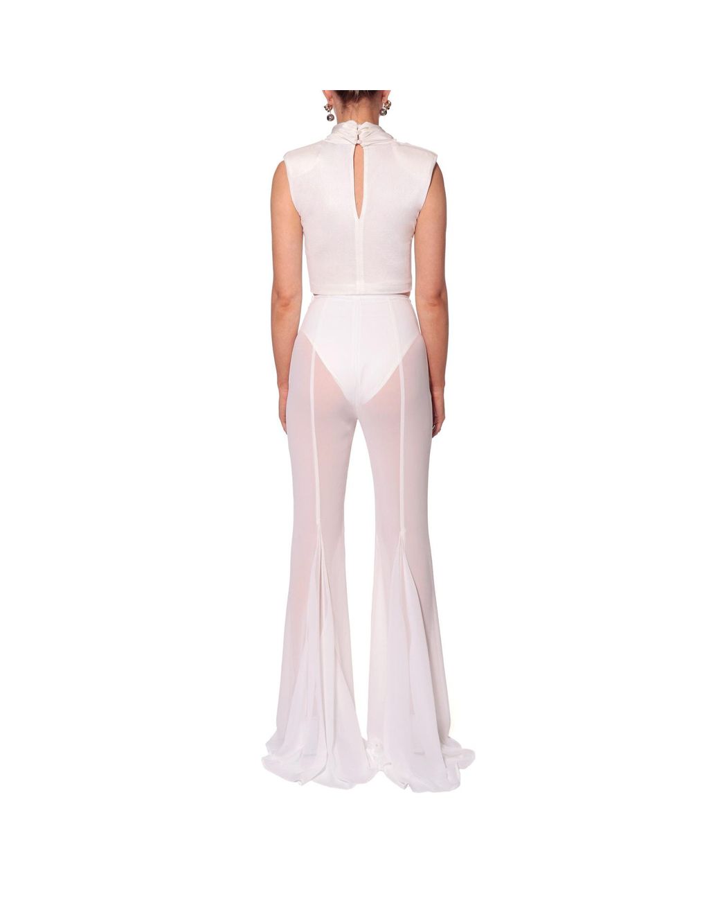 AGGI by HALEWSKI White Ada Pearl Sleeveless Crop Top