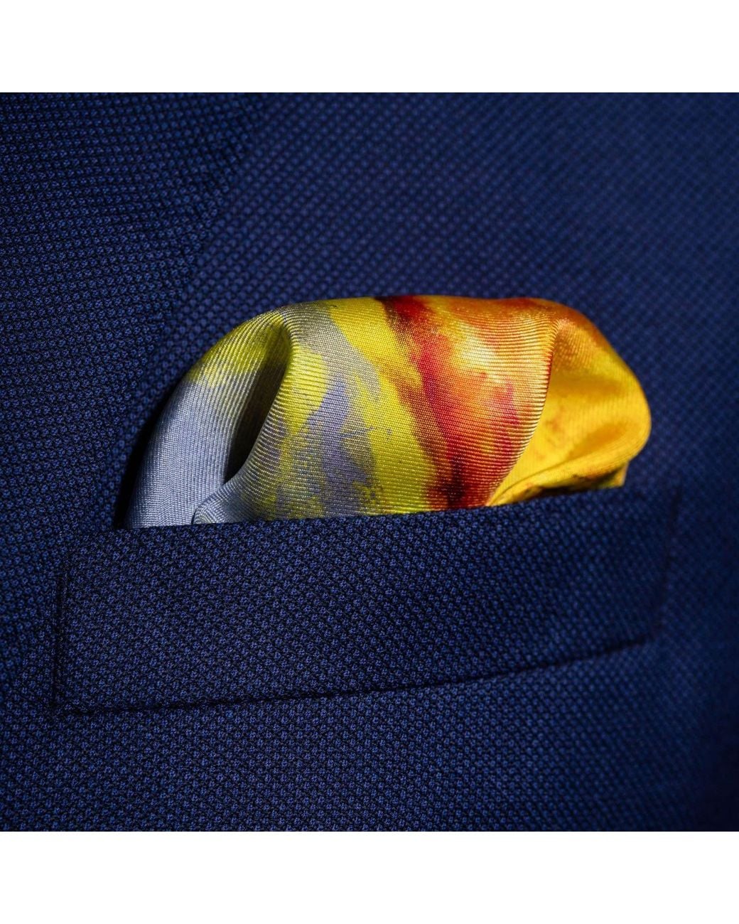 Otway & Orford Yellow 'The Closer' Baseball Silk Pocket Square for men